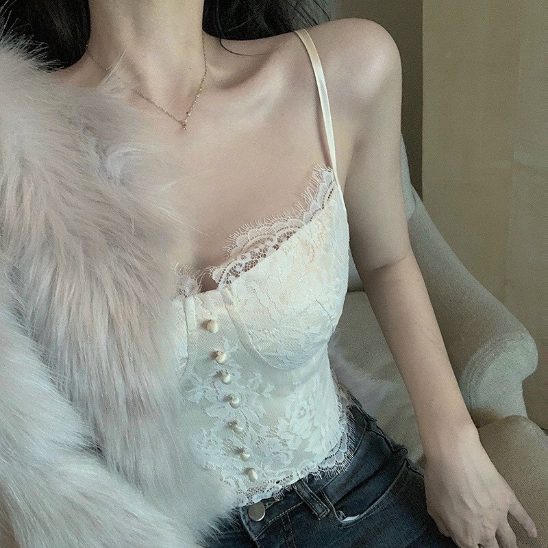 Áo Bra  Ren Hoa Thêu Mềm Đính Cúc  ,Phần Lưng Bo Chun Cực Ôm Dáng , Gợi Cảm 508