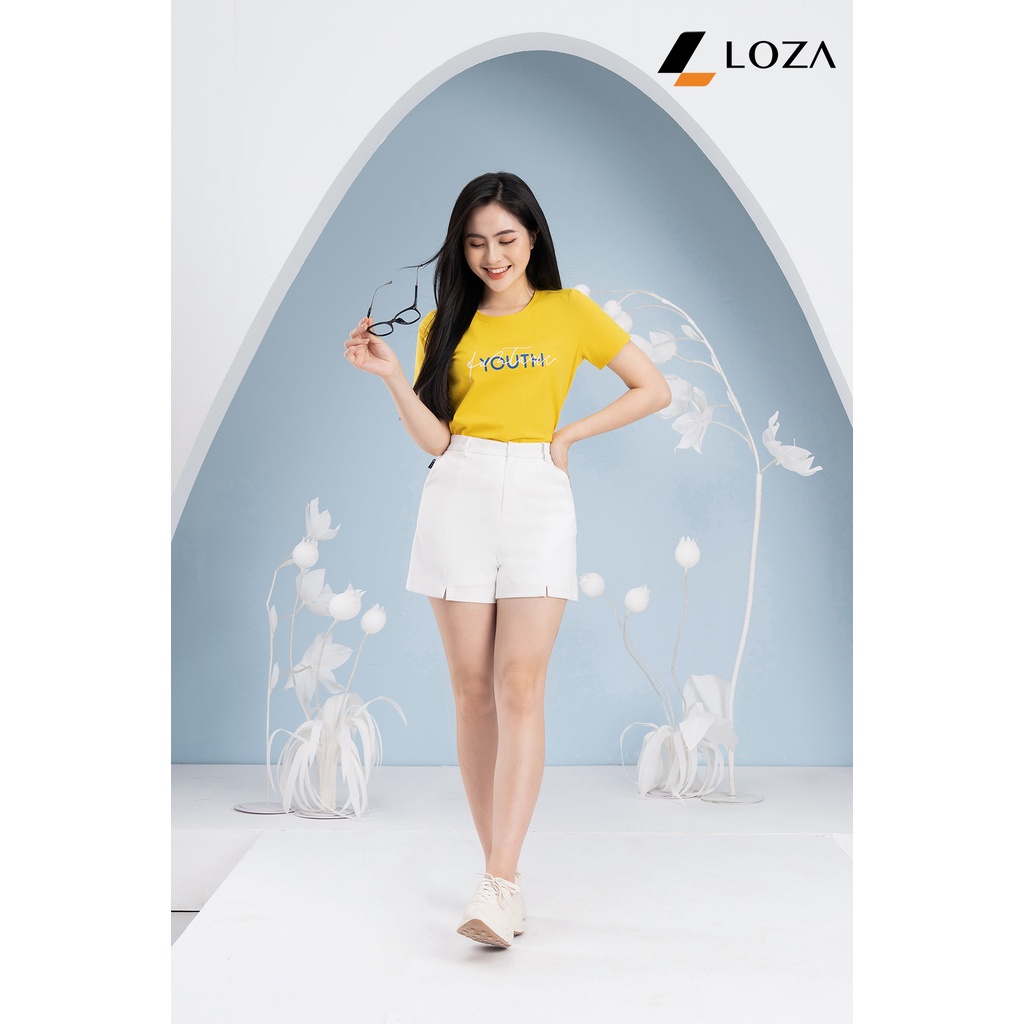 Quần short nữ xẻ gấu - Quần đùi nữ chất Twill Hàn LOZA - LQ502080