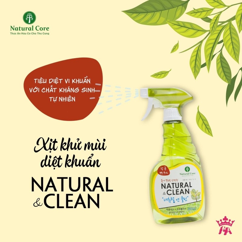 Xịt khử mùi diệt khuẩn Natural Clean 500ml
