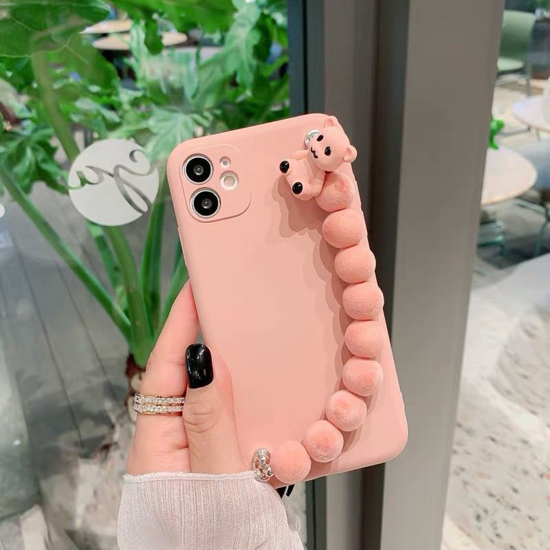 Ốp Điện Thoại Có Dây Đeo Hình Gấu Bông Cho iphone 15 14promax 12 pro max 11 pro max xs max xr x 7 8 plus 13promax