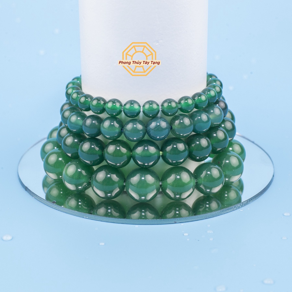 Vòng tay phong thủy đá MNao Xanh Lá [TẶNG HỘP GỖ CAO CẤP] may mắn tài lộc nam nữ mệnh Mộc Hỏa - Phong Thủy Tây Tạng