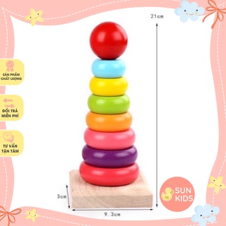 Đồ chơi gỗ thả hình tháp cầu vồng