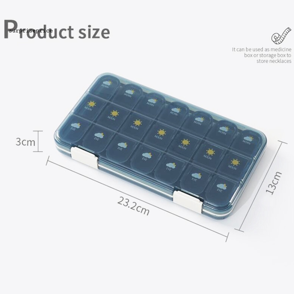 SPA Lidded Pill Holder 7-day Vitamin Pills Organizer Reusable Household Supplies