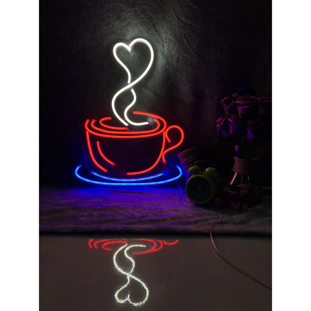 Đèn Led Trang Trí Neon Sight, hình ly cafe(nhận làm theo yêu cầu)