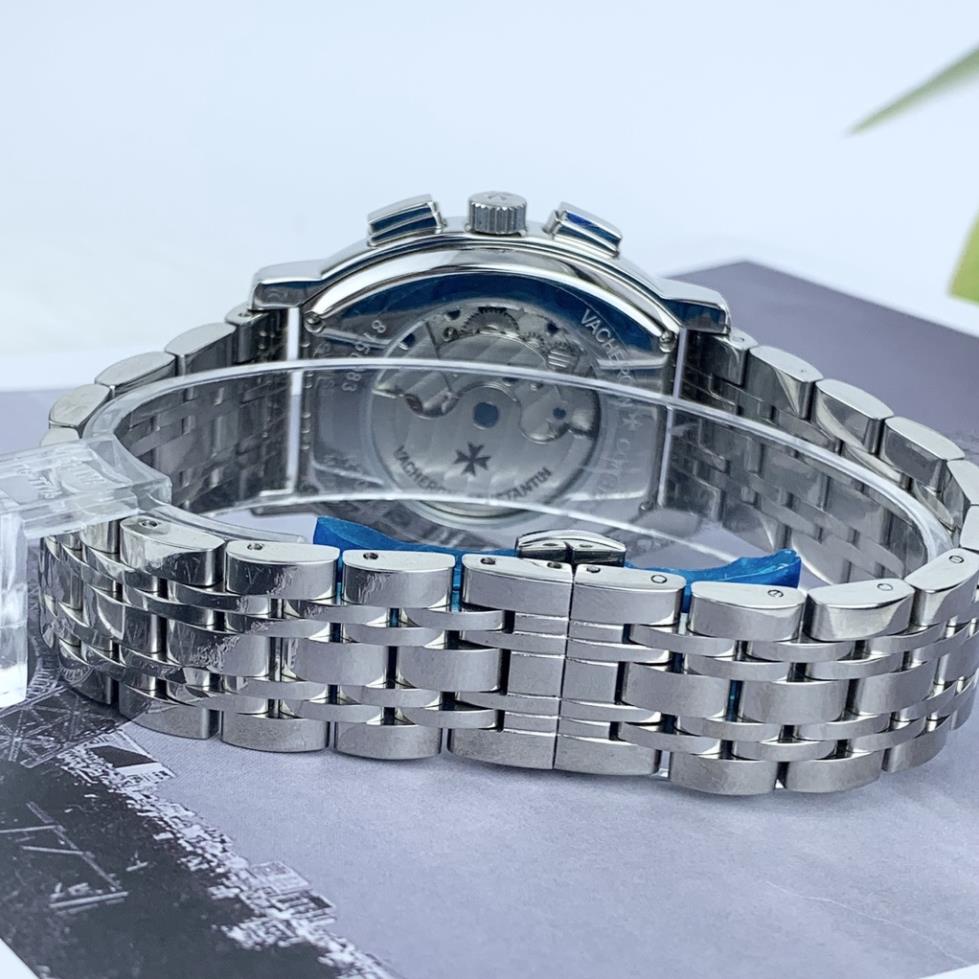 Đồng hồ Nam Vacheron máy nhật mẫu mặt vuông KIM XANH trắng dây thép dòng cơ Automatic size 40mm-41mm