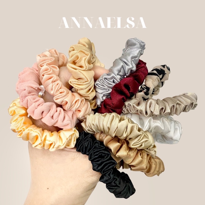 ANNAELSA Dây Cột Tóc - Scrunchies Mini Nhiều Màu Sắc Dễ Thương Xinh Đẹp Cho Nữ