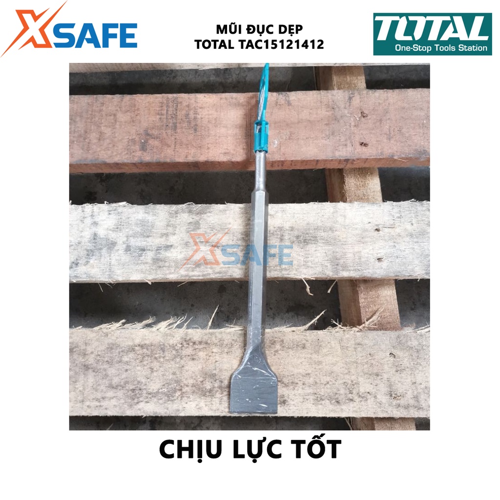 Mũi đục dẹp TOTAL TAC15121412 size 14x250x40mm dùng đục, khoét các bề mặt vật liệu cứng - chính hãng