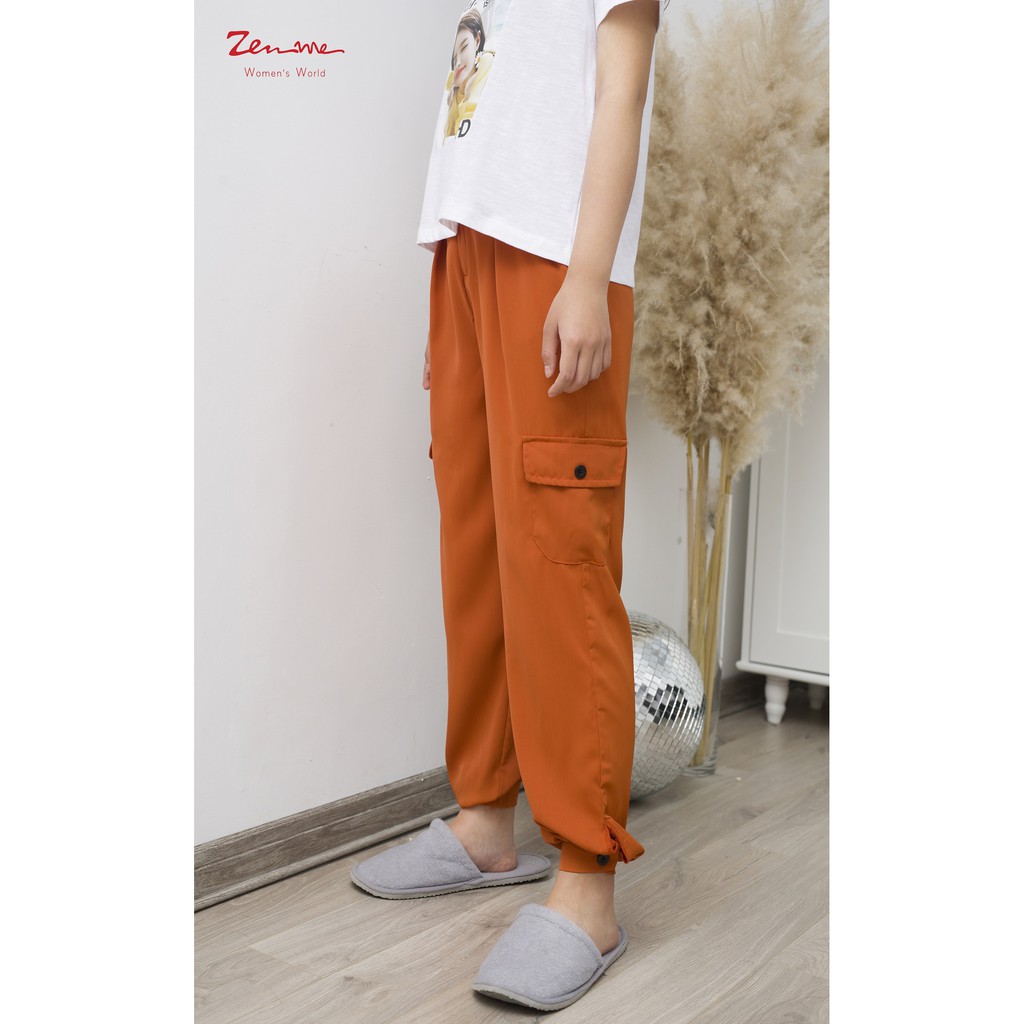 Quần jogger Zen Me cho nữ ống bo gắn cúc năng động, chất liệu mềm mại mặc siêu thoải mái