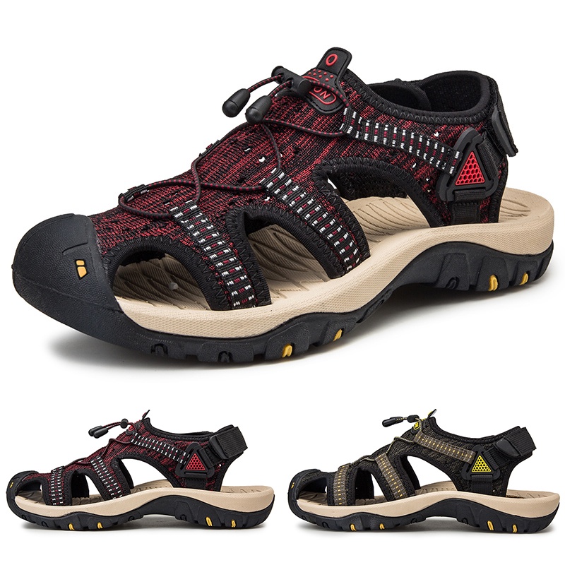 Giày Sandal Da Bò Thiết Kế Rỗng Thoáng Khí Thời Trang Đi Biển Cho Nam
