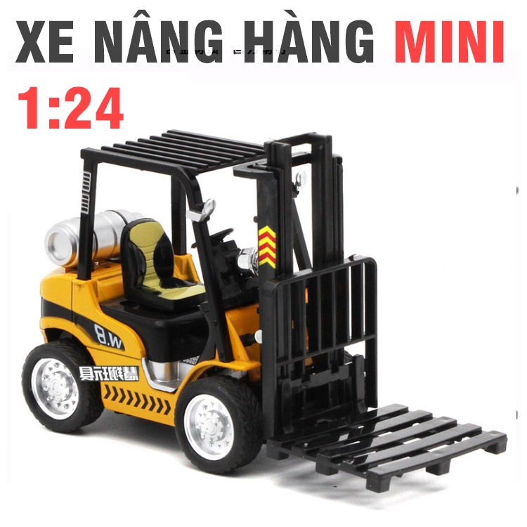 Xe nâng hàng mini chạy cót có âm thanh và đèn đồ chơi trẻ em bằng hợp kim và nhựa