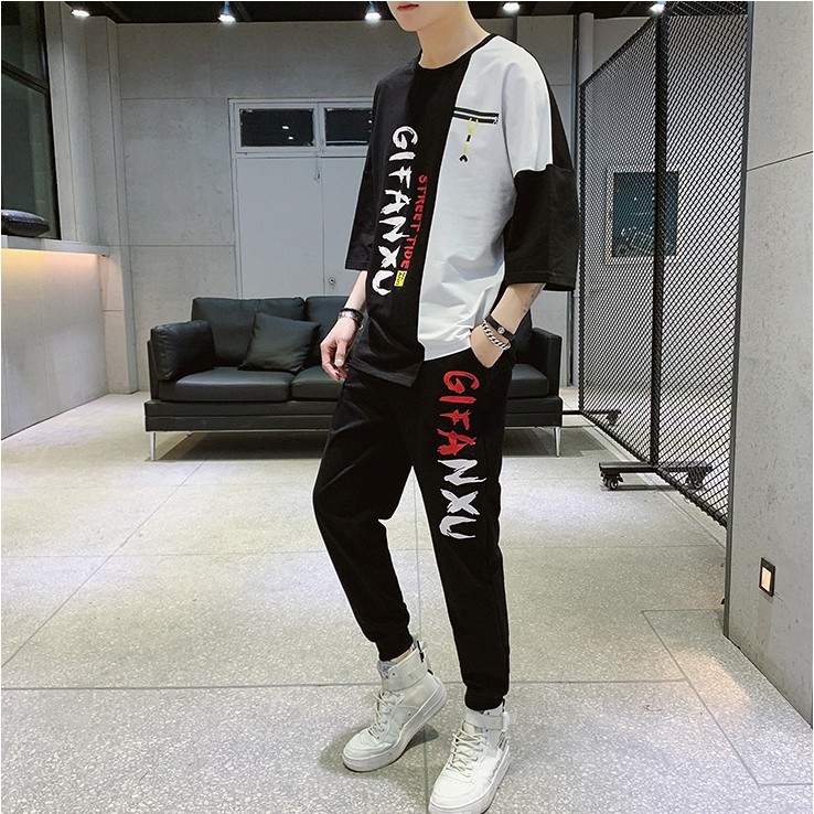 Combo 2 Bộ Quần Áo Thun Nam Tay Ngắn Quần Dài GiFanXu Sành Điệu SET NAM 9000026 B R | BigBuy360 - bigbuy360.vn