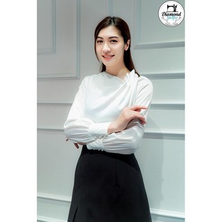 [Diamond Boutique] Áo Sơ Mi Dài Tay Công Sở Chất Lụa Mờ Mềm Mát