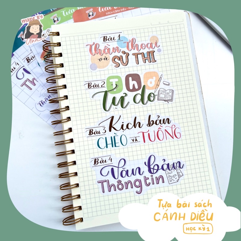 Sticker TỰA BÀI VĂN HỌC 10 - Học kì 1  - MADE BY AHN thiết kế