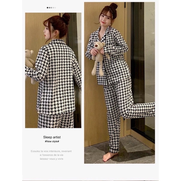 Đồ Ngủ Pizama Bộ Mặc Nhà Tay Dài Thu Đông Chất Conton dày