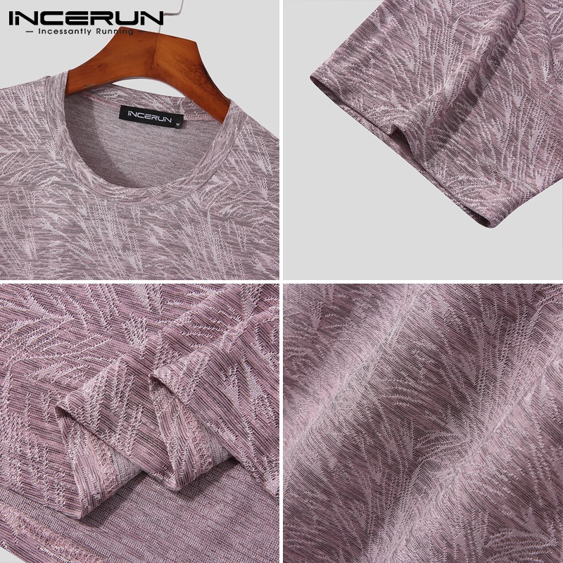 Áo thun INCERUN tay ngắn cổ tròn dáng rộng in họa tiết thịnh hành cho nam