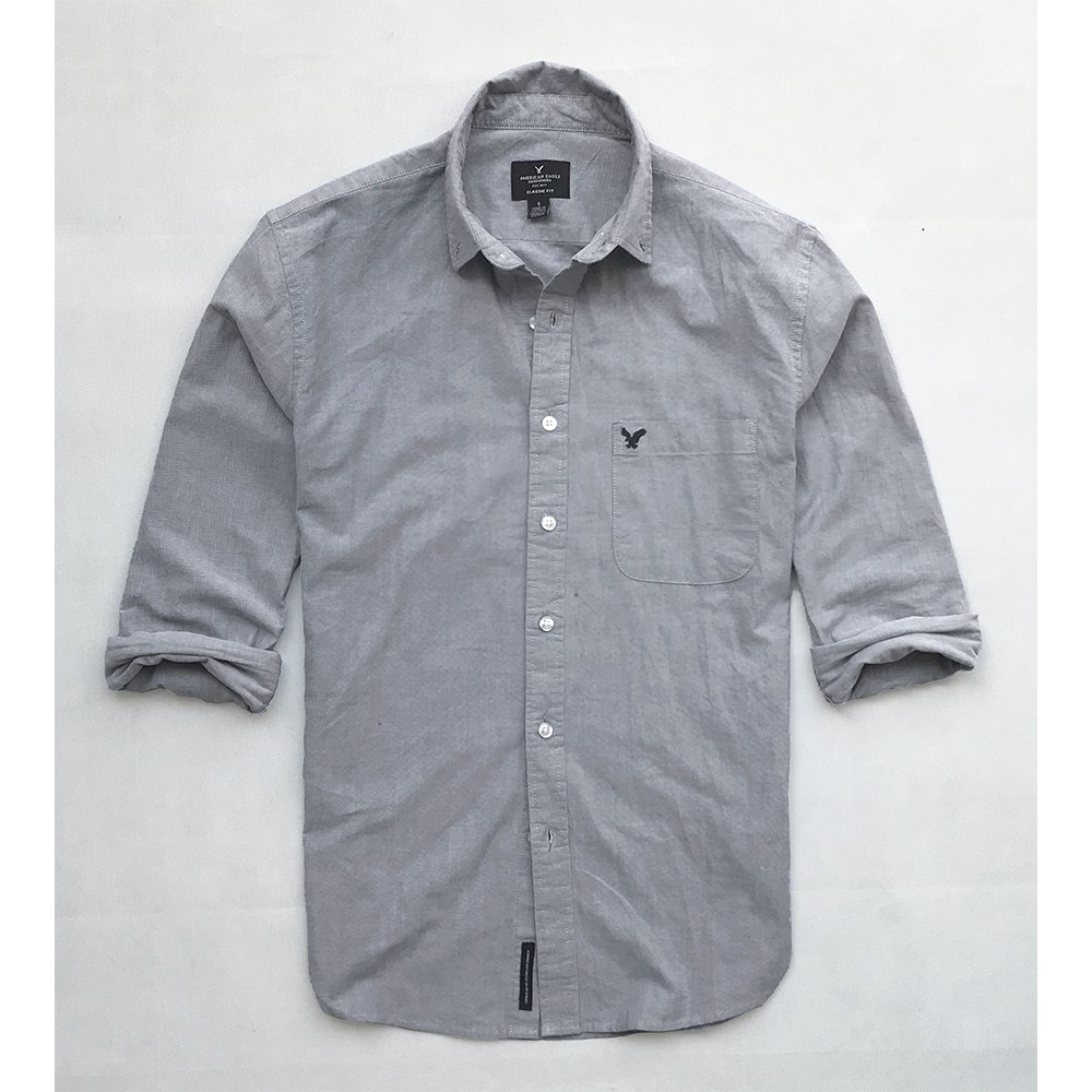 Áo sơ mi Oxford nam tay dài American Eagle Cao Cấp màu xám tiêu vải dày mịn xuất khẩu Bắc Mỹ