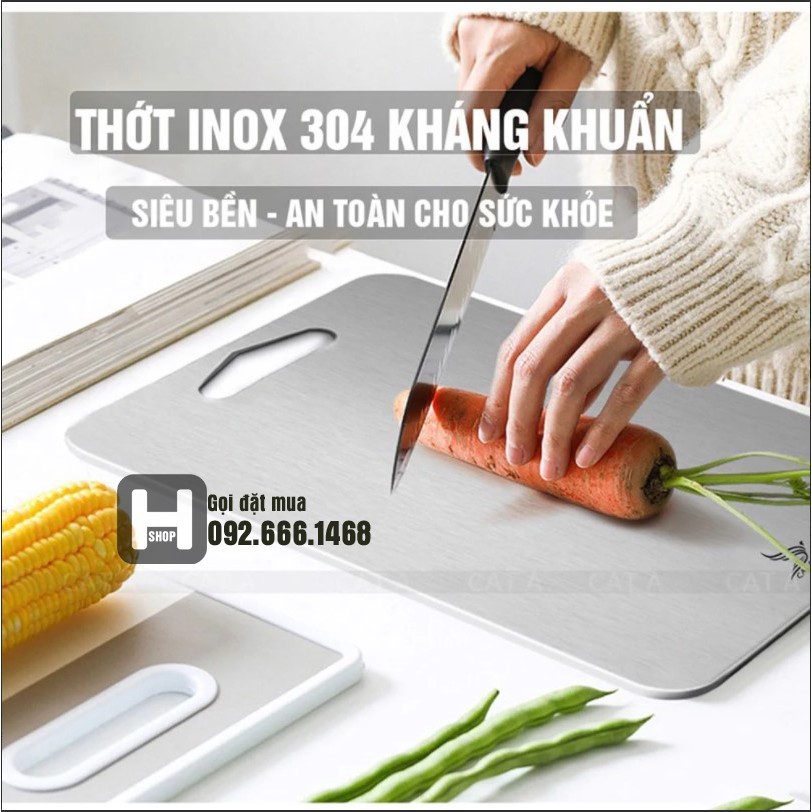 [Bảo Hành 5 năm]Thớt Inox SUS304 Không Han Gỉ Cao Cấp - Chống Nấm Mốc - Chống Mài Mòn Dao - Dễ Dàng Vệ Sinh