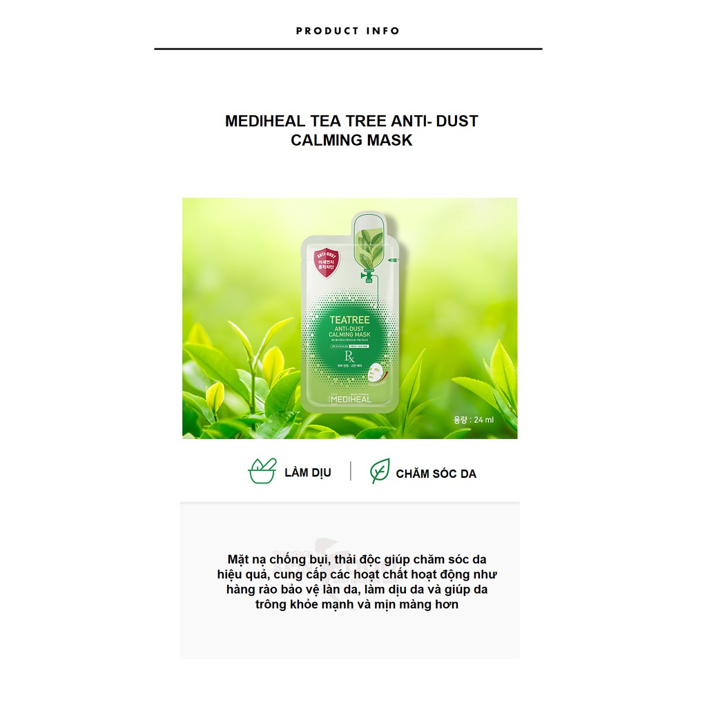 Mặt Nạ Tinh Chất Tràm Trà Mediheal Mask 27ml - Tea Tree Anti-dust Calming