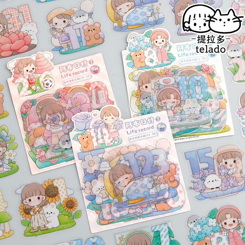 Set 30 miếng hình dán không thấm nước, Túi sticker họa tiết Telado xinh xắn trang trí sổ tay, sticker cute