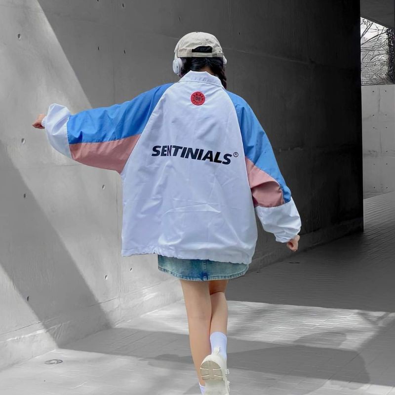 WINDBREAKER @sentinials JACKET áo khoác dù trắng xanh hồng - hoodie1996