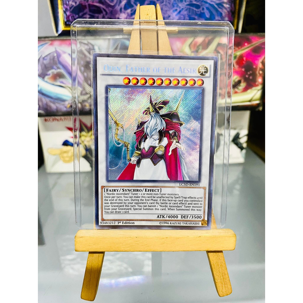 Lá bài thẻ bài Yugioh 1st tem vàng Combo Thần Bắc Âu Nordic Odin Thor Loki – Secret Rare - Tặng bọc bài nhựa bảo quản