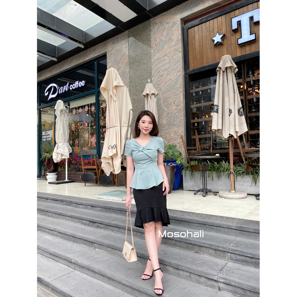Áo sơ mi nữ Mosohali suông cổ vét cộc tay 4 màu thời trang công sở