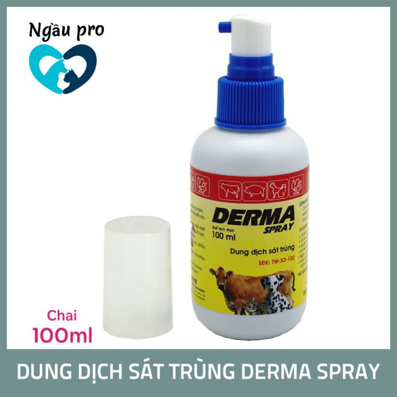 Dung Dịch Sát Trùng Chữa Bệnh Ngoài Da Nhiễm Khuẩn Da Derma Spray Hanvet Chai 100ml
