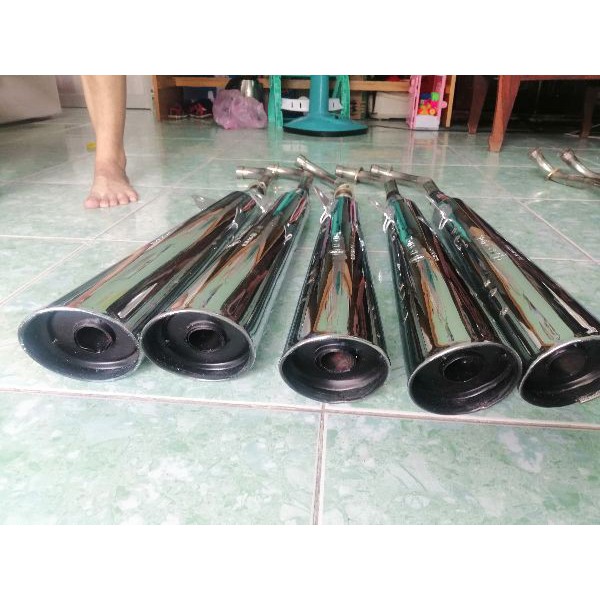 Pô xe máy Wave móc hơi cổ inox khắc chữ gosi