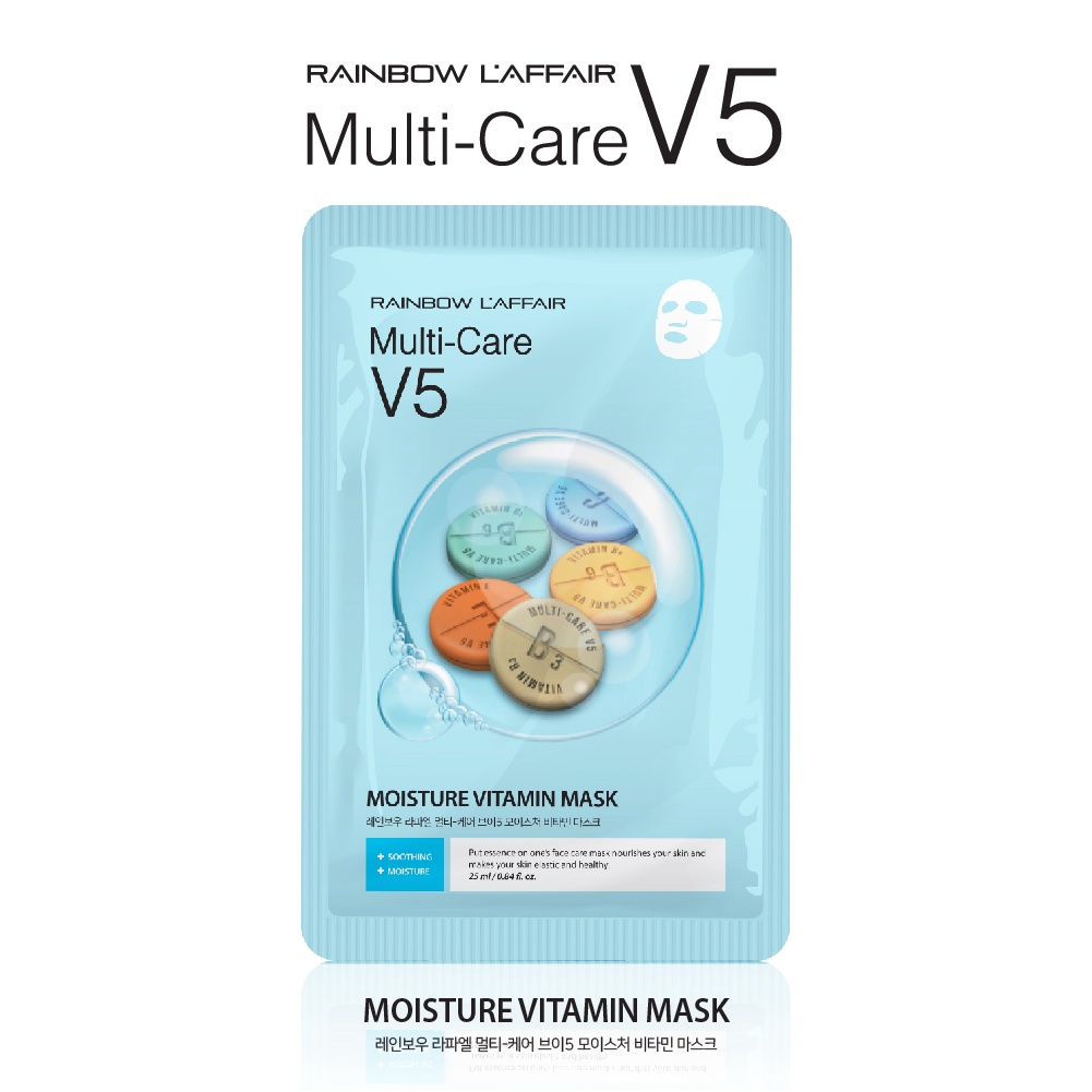 Mặt nạ  dưỡng trắng, dưỡng ẩm, săn chắc da Rainbow L'affair Multi-Care V5 Vitamin 25ml