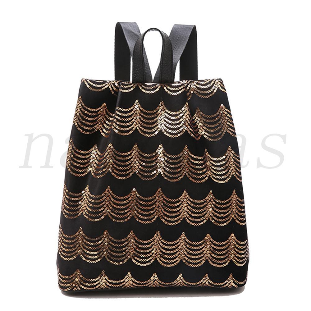 Naicfas Glitter Backpack Women PU Leather Bling Large Capacity Travel Shoulder Bag