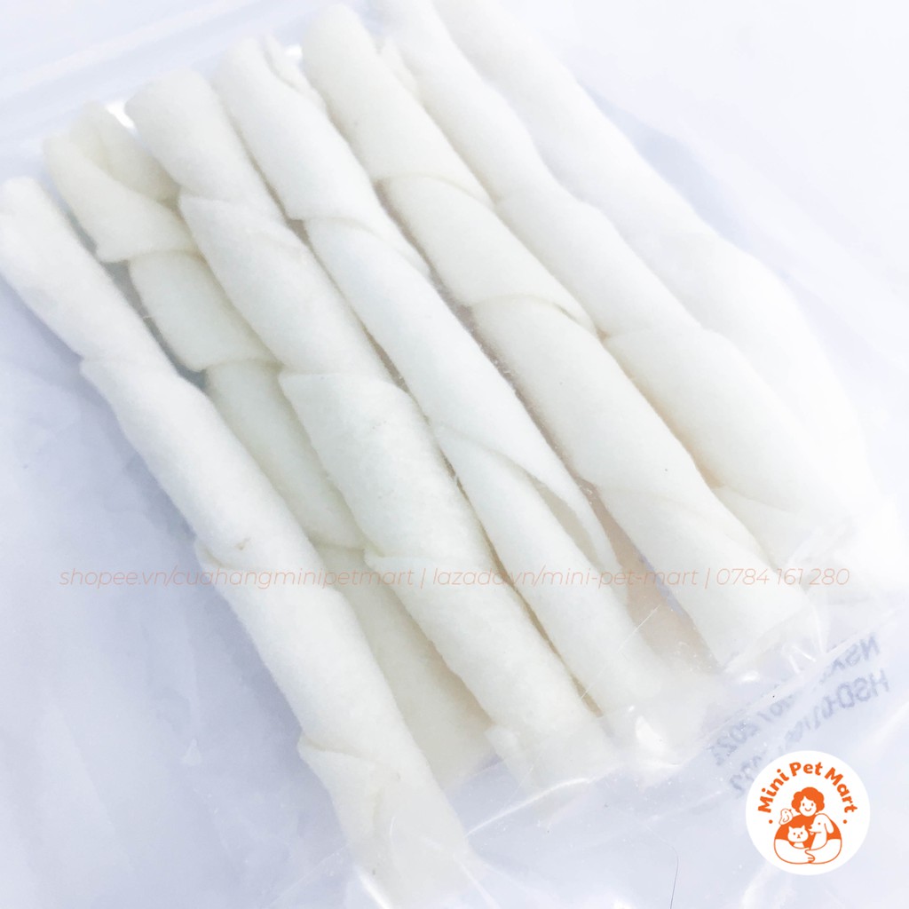 Xương gặm da bò TÀI HƯNG THỊNH 768 (10 cái) - bánh xương, snack, bánh thưởng, xương gặm cho chó