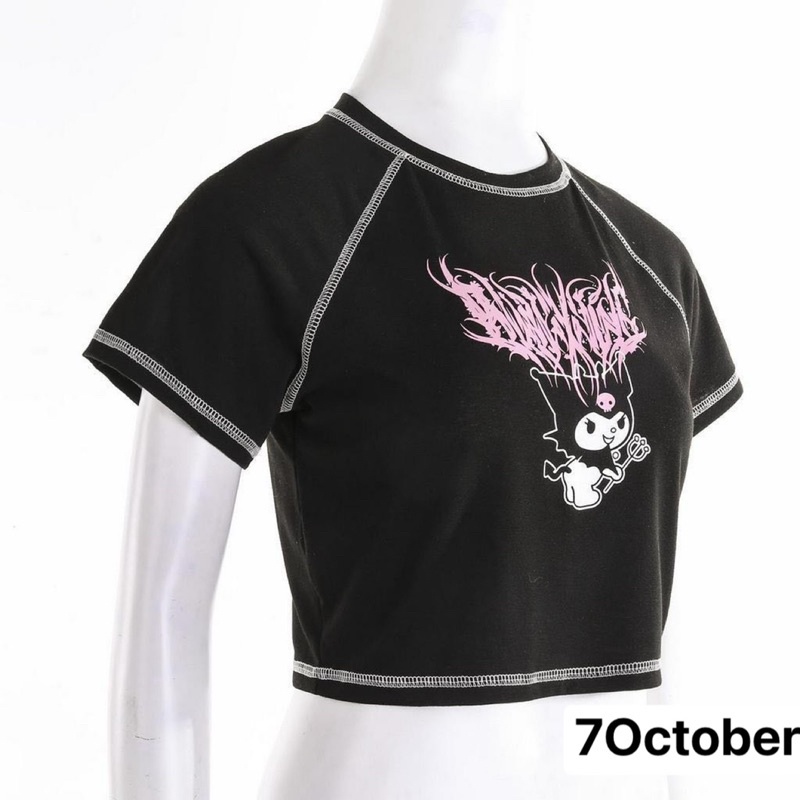 Áo CropTop In Hình Thỏ 🐇 Viền Chỉ Nổi