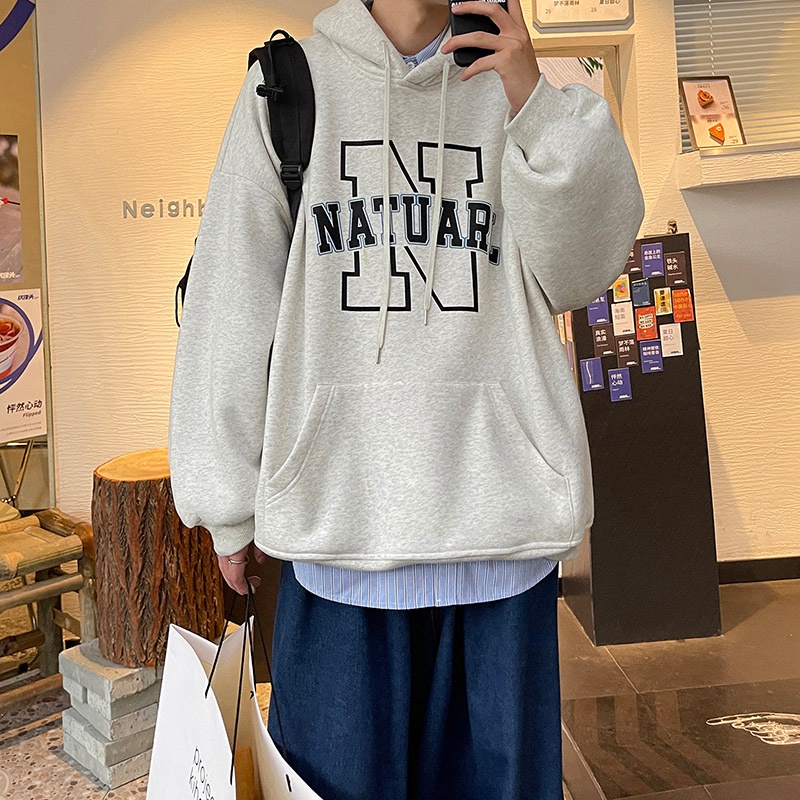 Áo hoodie tay dài in chữ thời trang thu đông năng động cho nam