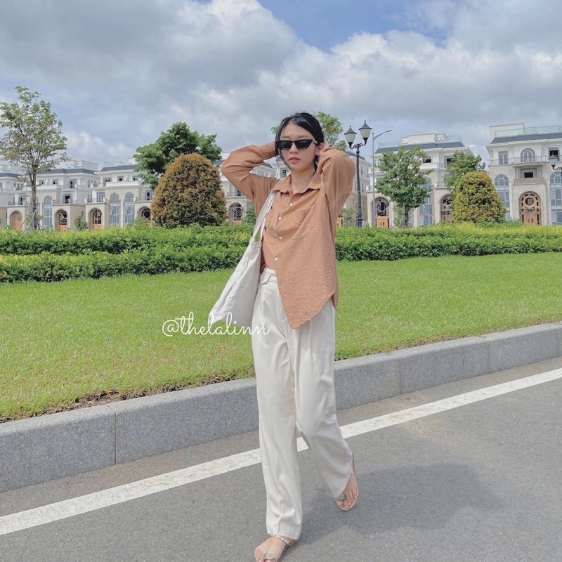[ ẢNH THẬT ] Sơ mi đũi nhăn mềm / thelalinn