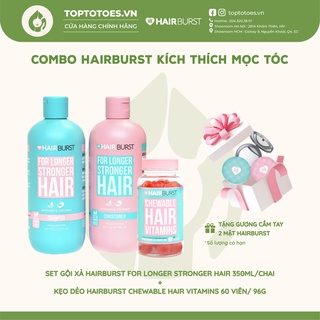 Combo Hairburst Kích Mọc Tóc (Set Gội Xả 350ml/chai + Kẹo Dẻo Vitamins 60 Viên) [NHẬP KHẨU CHÍNH HÃNG 100%]