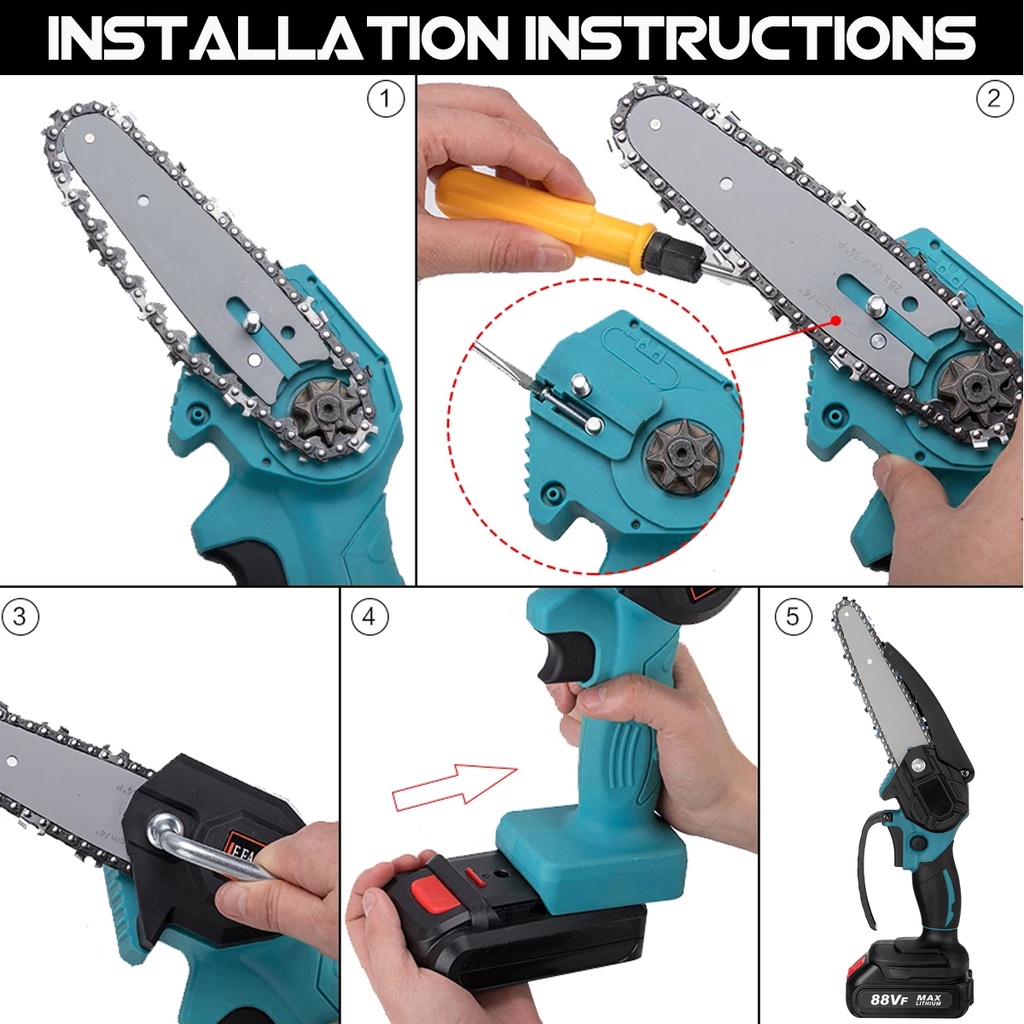 MAKITA Máy Cưa Xích Điện 88vf 6 Inch Pin lithoum 0 / 1 / 2 Có Thể Sạc Lại Tiện Dụng