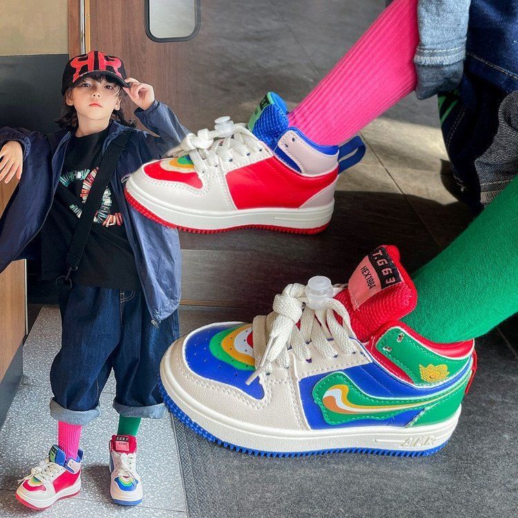 Giày Thể Thao Cổ Thấp Hình Vịt Mandarin Màu Cầu Vồng Phong Cách Mùa Thu Mới Cho Trẻ Em