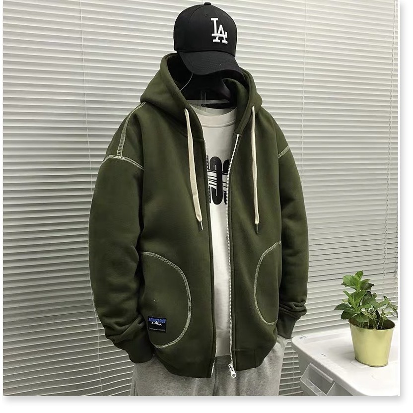 ÁO KHOÁC HOODIE NAM DAY KÉO VIỀN CHỈ NỔI TINH TẾ ĐẲNG CẤP