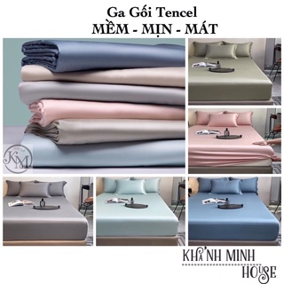 Bộ ga gối tencel cao cấp nhập khẩu - ga và 2 vỏ gối tencel 1 màu mềm mịn mát