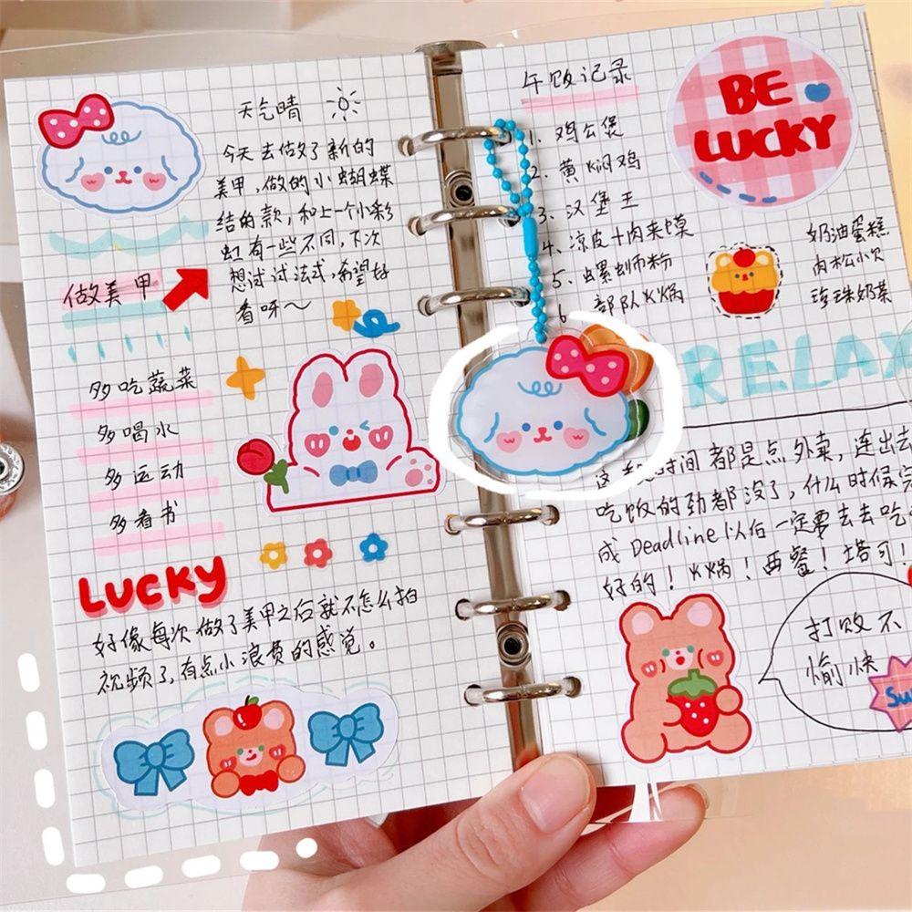 PEWANY Sổ Ghi Chú 6 Vòng Khổ A6 Họa Tiết Thỏ Dễ Thương Kèm Móc Treo Tiện Dụng