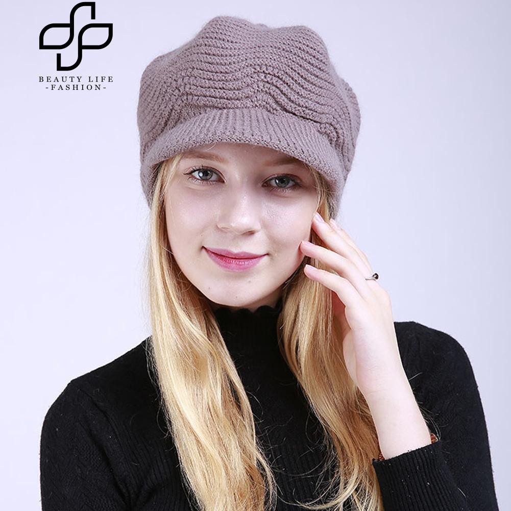 Mũ len giữ ấm vành tròn phong cách thời trang cho phái nữ
