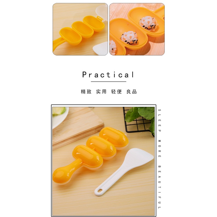 Khuôn Làm Cơm Nắm Hình Cầu 3 Ngăn Dễ Thương