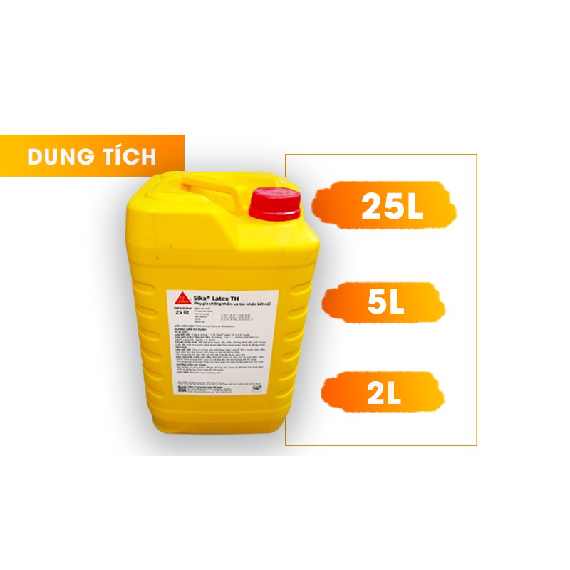 Sika Latex th 5L. Phụ gia tăng cường độ cho vữa và chống thấm, phụ gia kết nối lớp cũ mới.