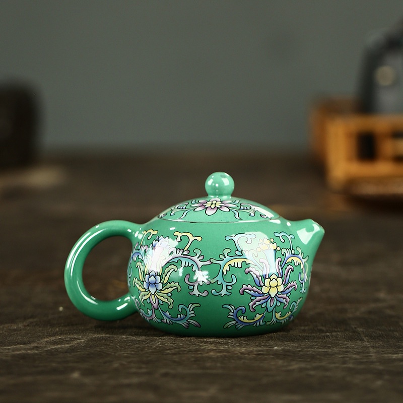 Ấm Tử Sa Nghi Hưng Tây Thi Pháp Lam 200 ml (Đáy Tào Thanh, Lọc Tổ Ong)