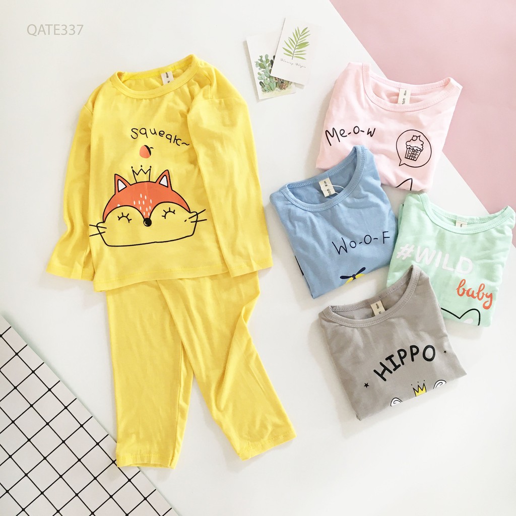 Bộ Dài Tay Thun Lạnh Minky Mom, Họa Tiết Động Vật Đáng Yêu, Đồ Bộ Trẻ Em Nằm Điều Hòa Thu Đông Namkidshop (QATE337)