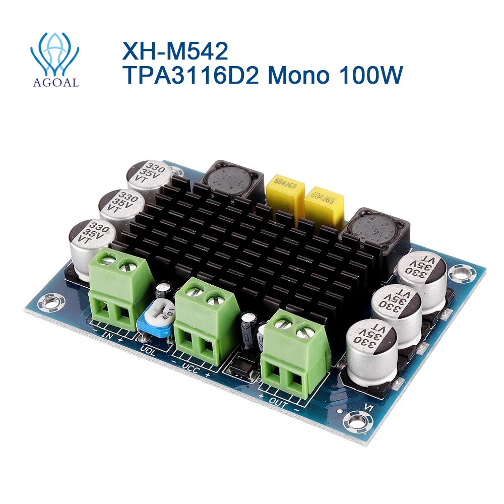 Bảng Mạch Khuếch Đại Âm Thanh Kỹ Thuật Số Kênh Đơn XH-M542 TPA3116D2 DC 12-26V 100W TPA3116DA
