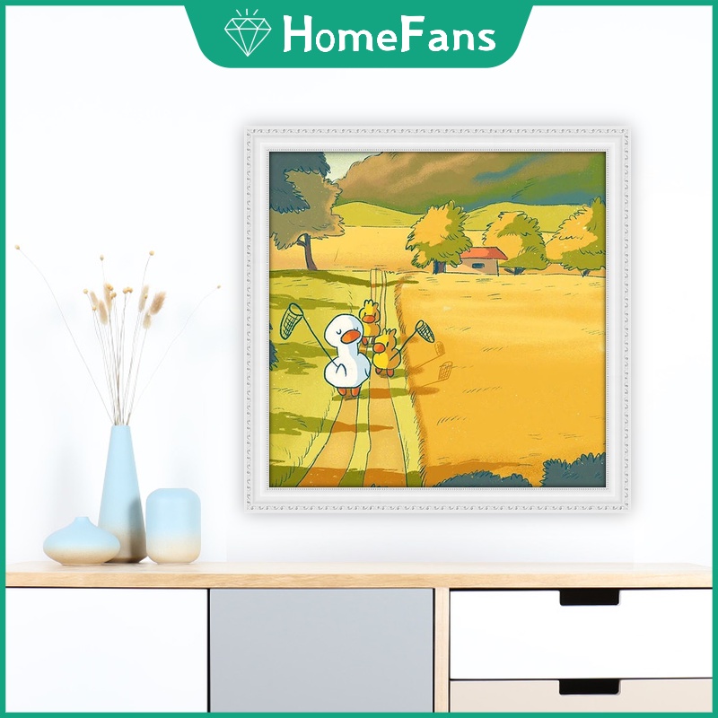 Bộ Tranh Đính Đá 5D Tự Làm 30x30cm / 40x40cm / 50x50cm Hình Vịt Vàng Dễ Thương