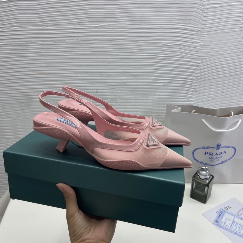 Sandal prd lưới mũi nhọn gót nhú fullbox