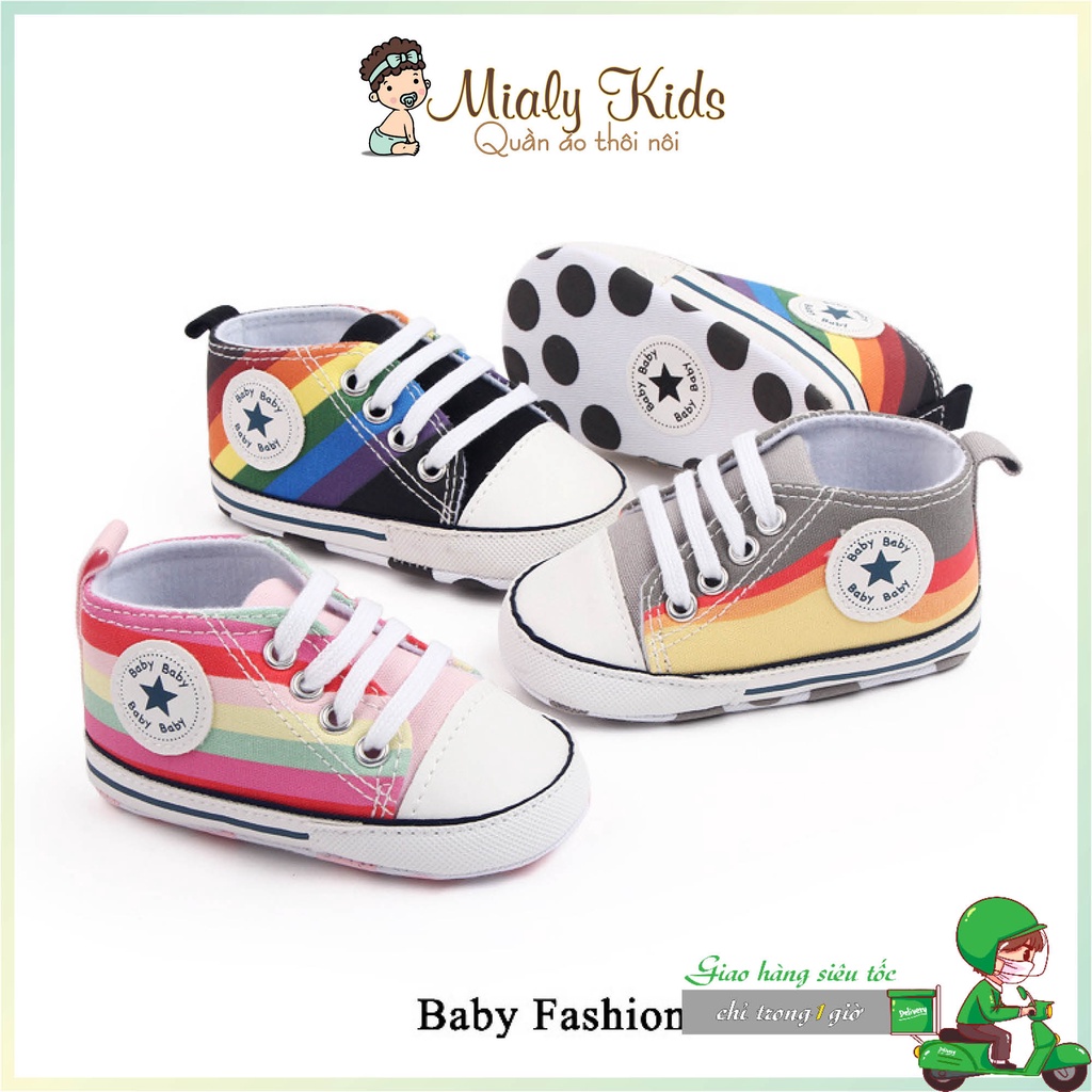 Giày tập đi cho bé Mialy Kids (0-15 tháng) mẫu mới 2022 - đế mềm chống trượt dáng thể thao nhiều màu sắc cho bé trai gái