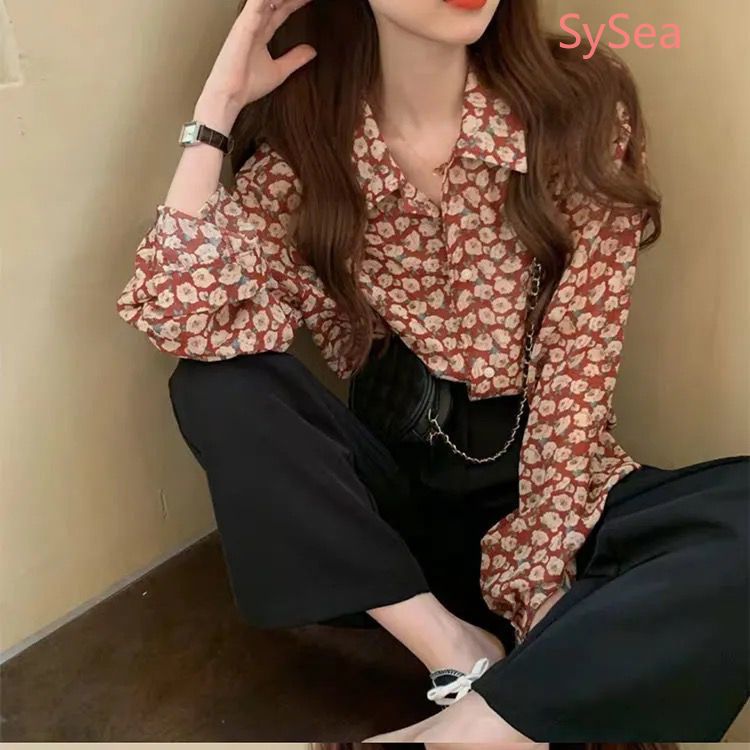 Áo vải voan tay dài hoạ tiết hoa có cỡ lớn thời trang